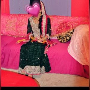 Medium bridal mehndi anarkali stunning 3pc stonework embellished Pakistan Indian